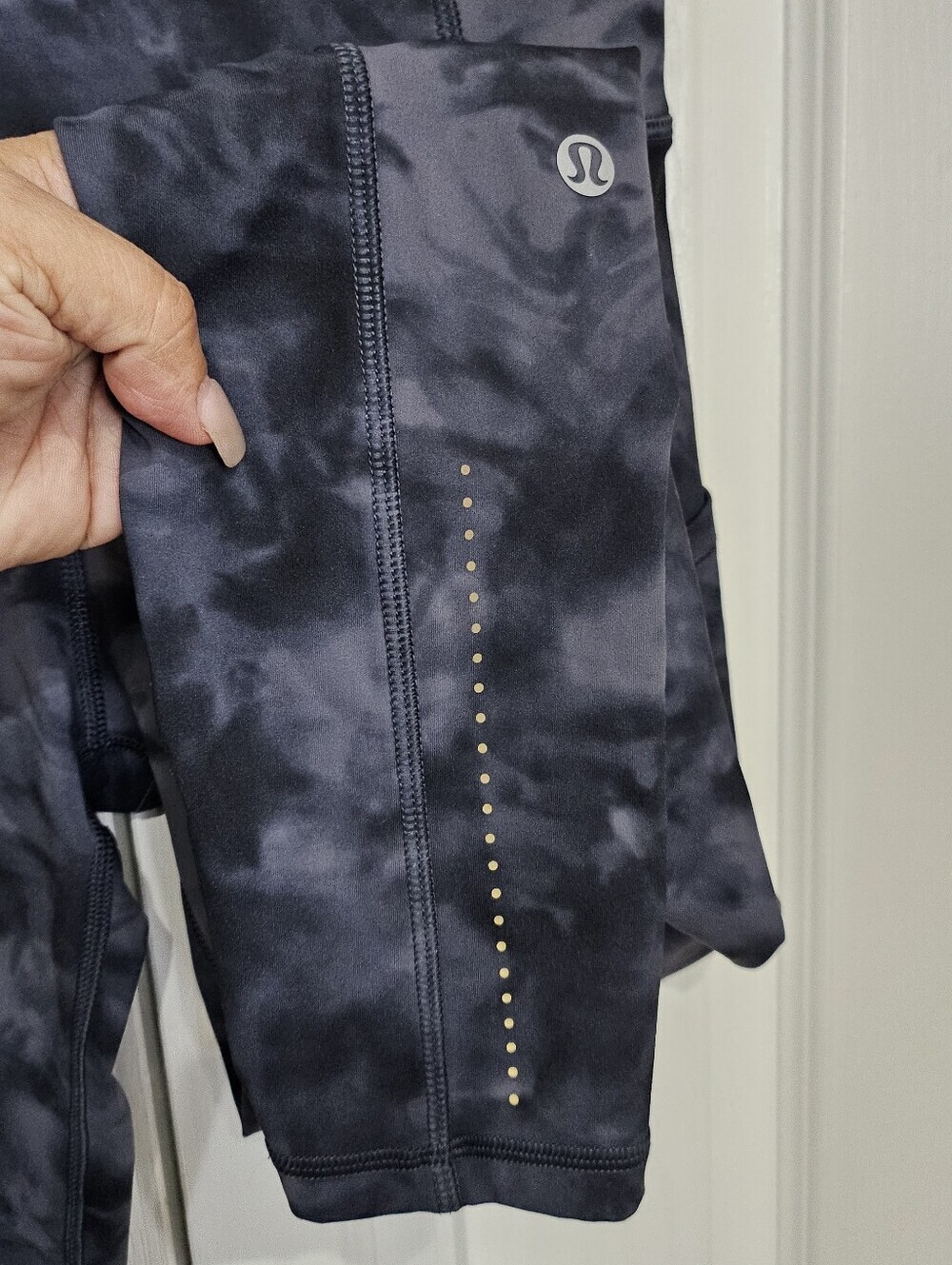 Lululemon Tie Dye High Rise Leggings Gray Black Pocket Athletic Yoga Pants. - Picture 5 of 7